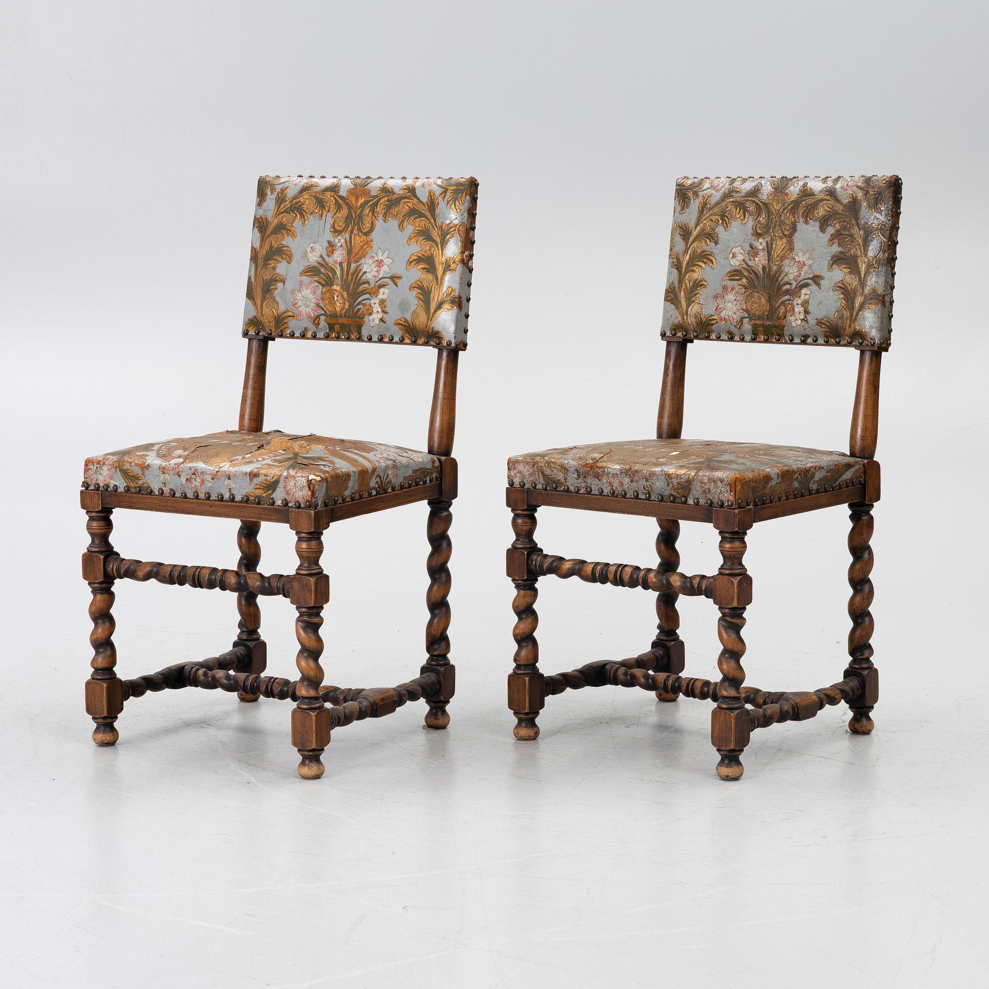 Chairs, a pair, Baroque style, circa 1900.