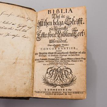 A Swedish bible from 1688, printed in Amsterdam.