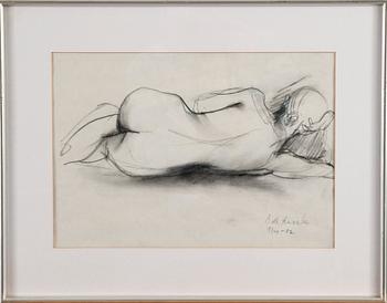 EEVA TERVALA, hiilipiirros, signeerattu ja päivätty 9/4 -92.