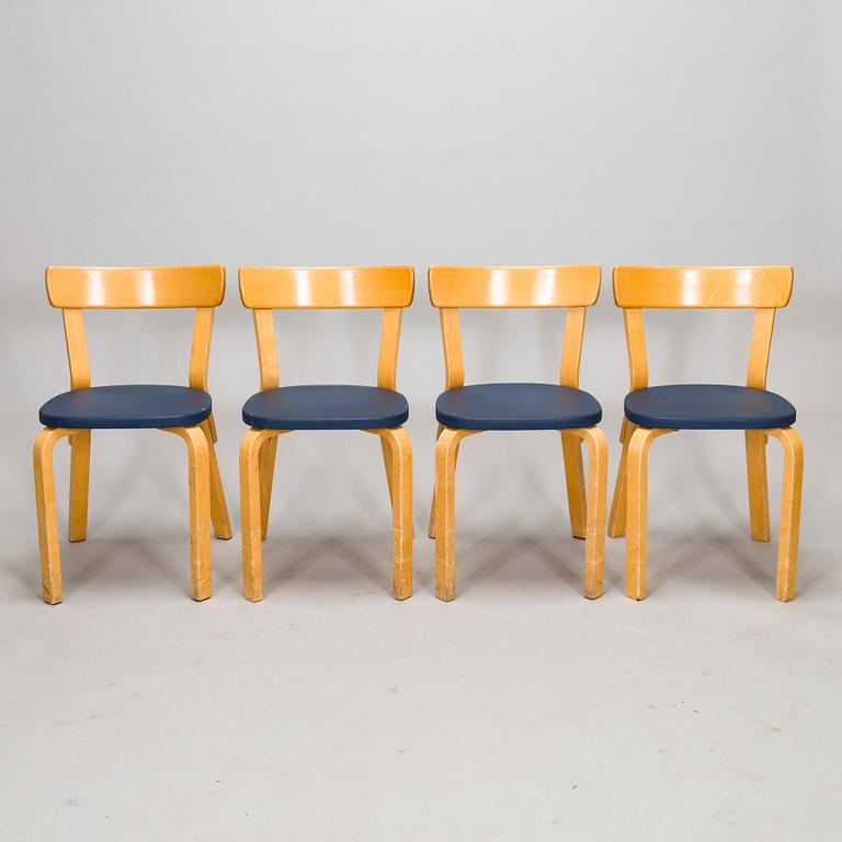 Alvar Aalto, a set of four '69' chairs for Artek, 1970s/80s.