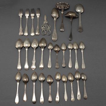 28 pcs of silverware, 19th century.