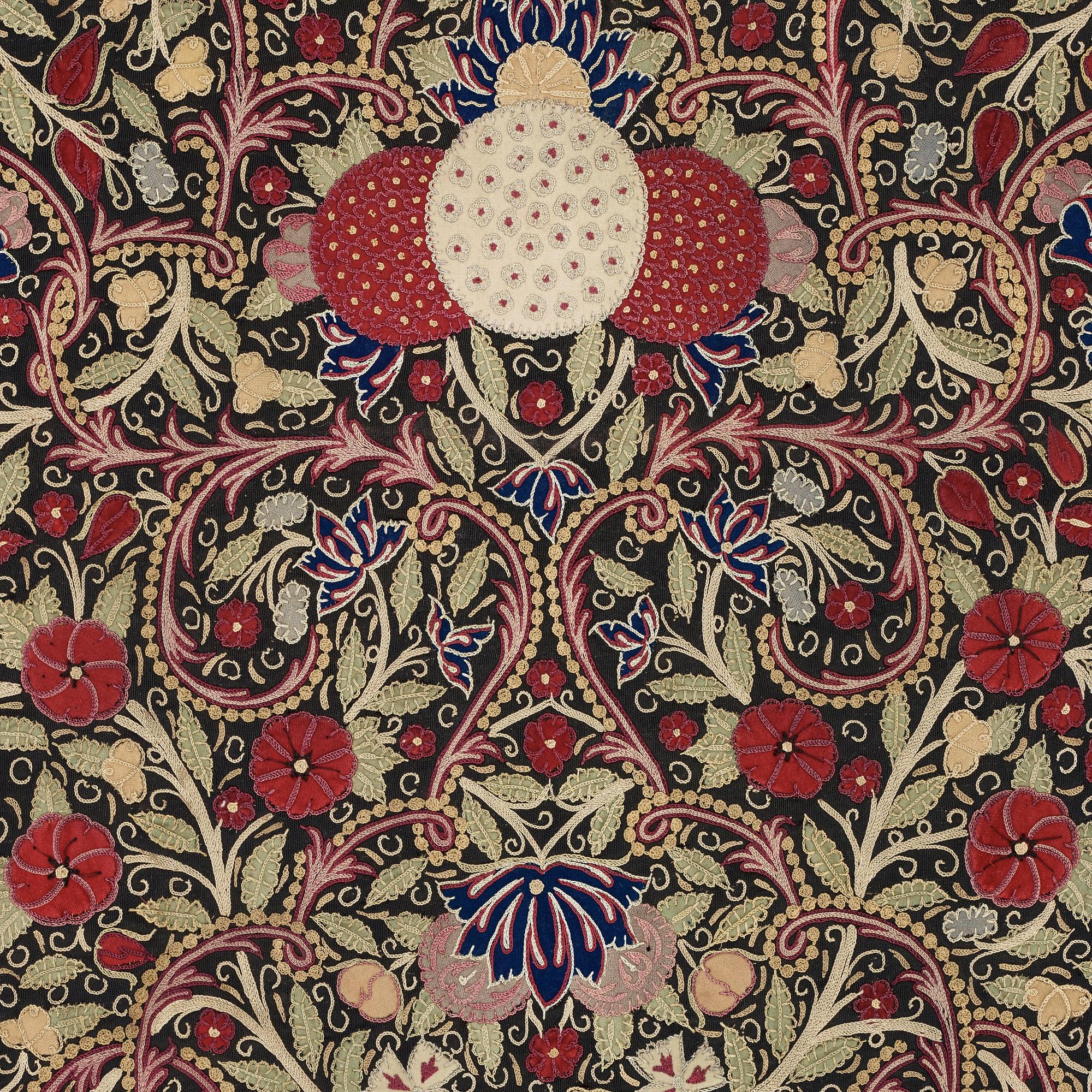 EMBROIDERY. Antique Rascht Embroidery. Persia (Iran). 204 x 109 cm.