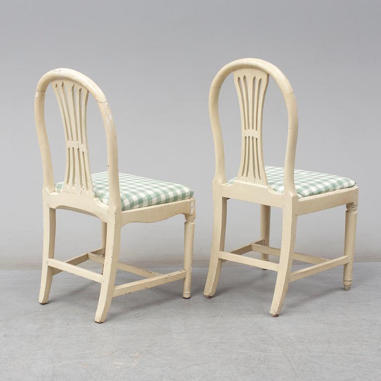 A set of (6+2) Swedish gustavian chairs, ca 1800.