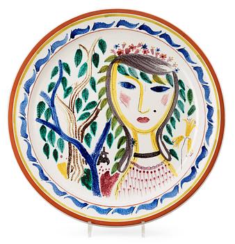 708. A Stig Lindberg faience dish, Gustavsberg Studio 1940's-50's.