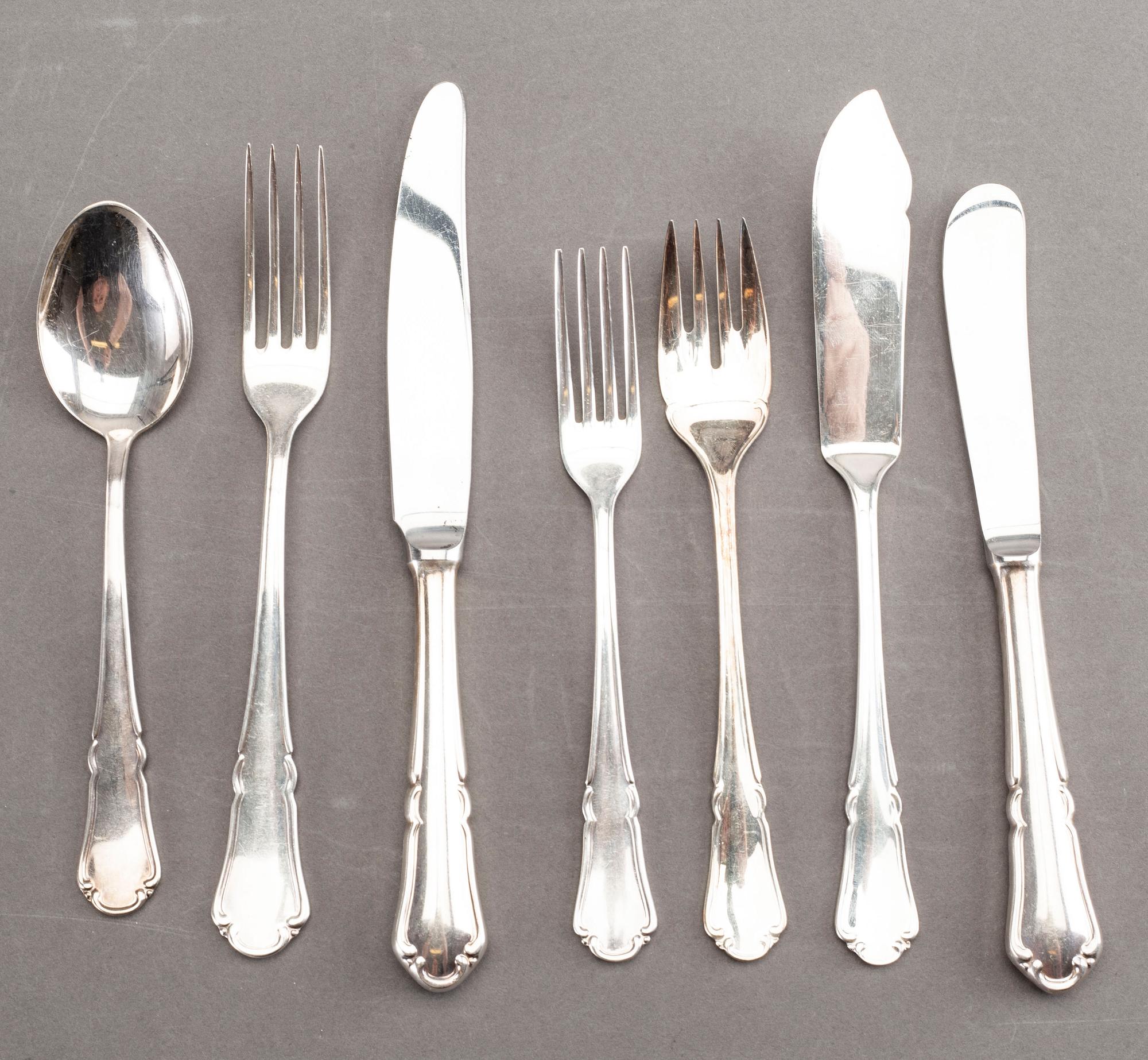 BESTICKUPPSÄTTNING, silver samt nysilver, 56+36 delar, modell "Rådhus", WN, Lidköping 1900-talets mitt.