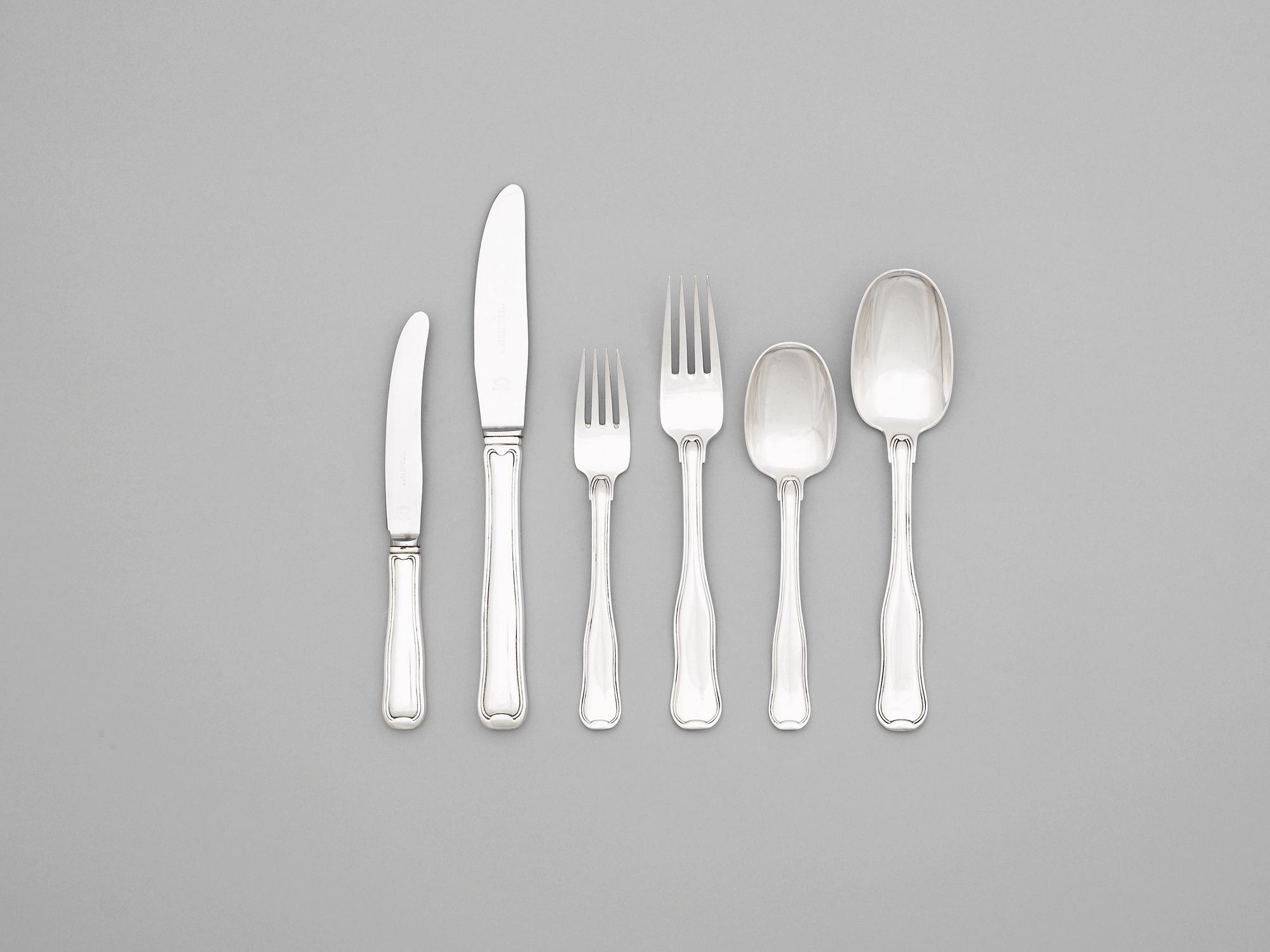 HARALD NIELSEN, bestickuppsättning, 36 delar, "Gammel Dansk/ Old Danish", Georg Jensen, Köpenhamn 1947-77, sterling.