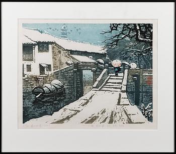 PUUPIIRROS, Kiina, signeerattu, päivätty ja numeroitu Zhou Xing Hua 1986, II 38/200.