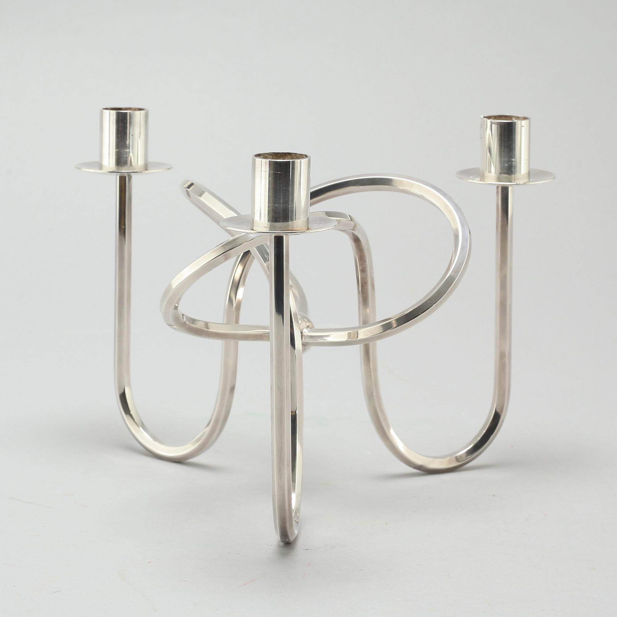 Josef Frank, a silver platen "Vänskapsknuten" candelabra, Firma Svenskt Tenn, designed in 1938,