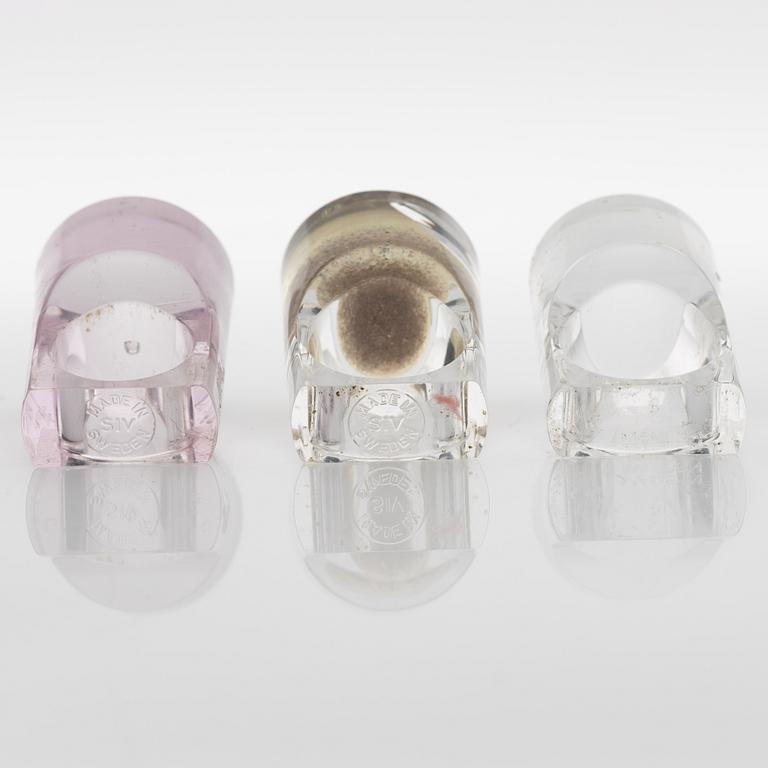 Siv Lagerström, three acrylic plastic rings, 1970s.