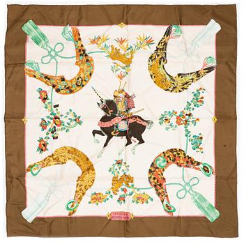 Hermès, two scarves, "Jouvence" and "Samourai".