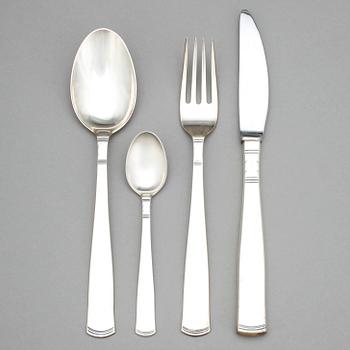 BESTICKSERVIS, 28 delar, silver, "Rosenholm", GAB, Stockholm, 1985.Tot vikt (inklusive knivar med rostfritt blad) 1023 g.