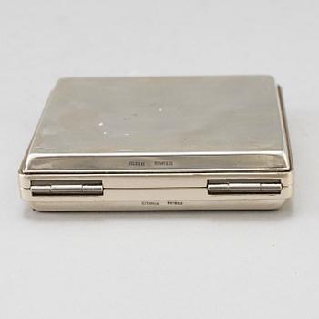 A silver calculator by Tiffany's and cuff link box in silver H.V.P & Co Birmingham 1887.