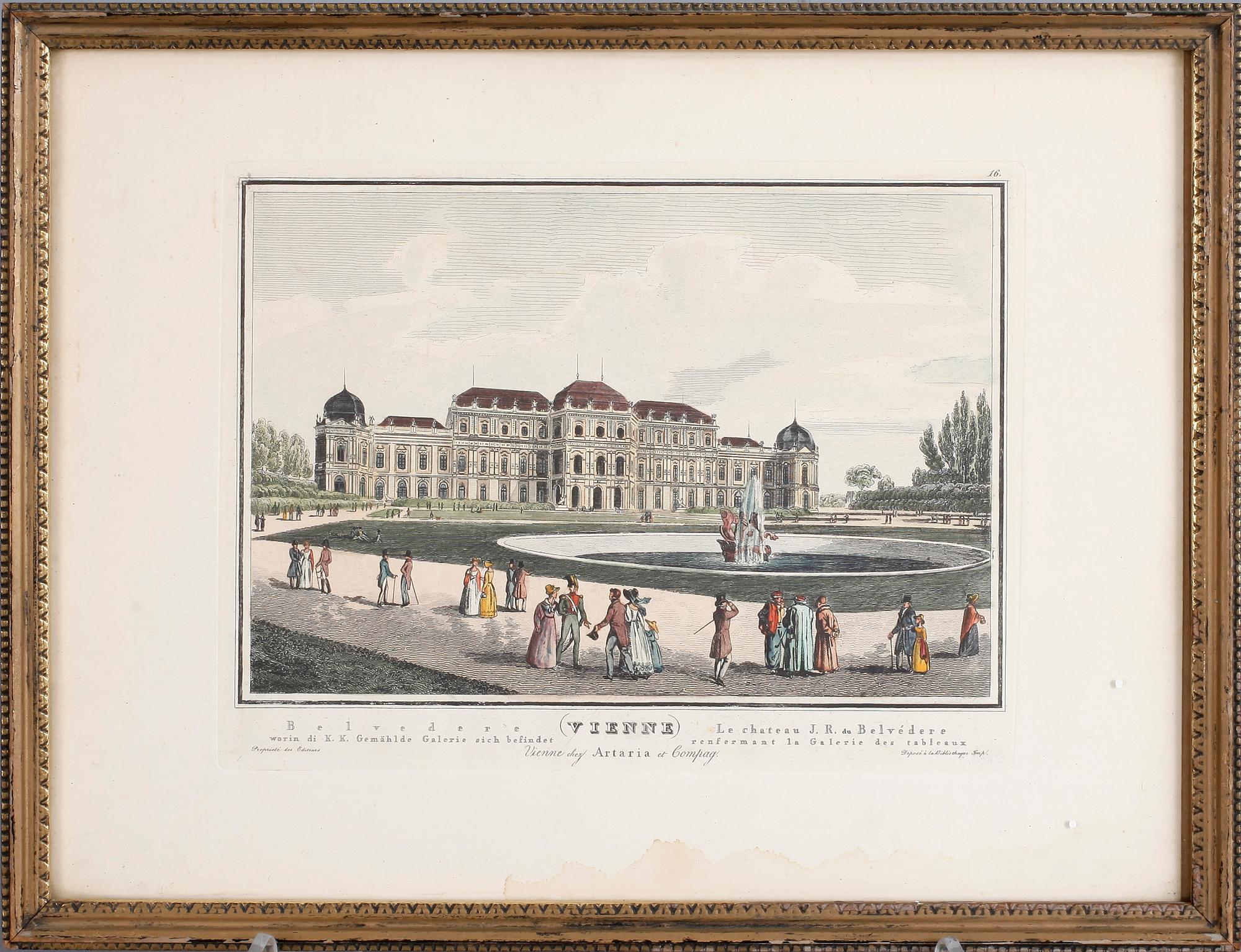 GRAVYRER, 5 st, samtliga med motiv från Vienne, 1800-talets första hälft.