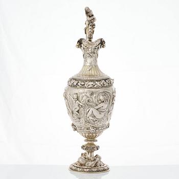 Frédéric Rudolphi, kanna och fat, silver, (Paris 1842-1872). Renässans-stil.