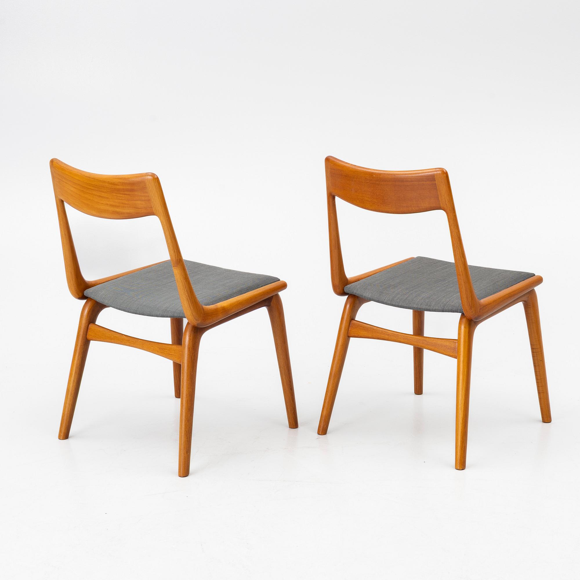 Niels Otto Møller, Alfred Christensen, six "Boomerang/370" chairs, Slagelse, Denmark, 1960s.
