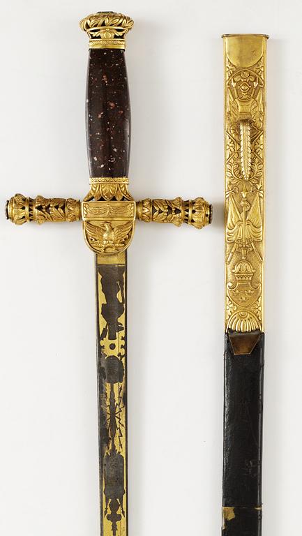 A Swedish Empire sword of honour with the monogram of the Swedish King Karl XIV Johan (1810-44).