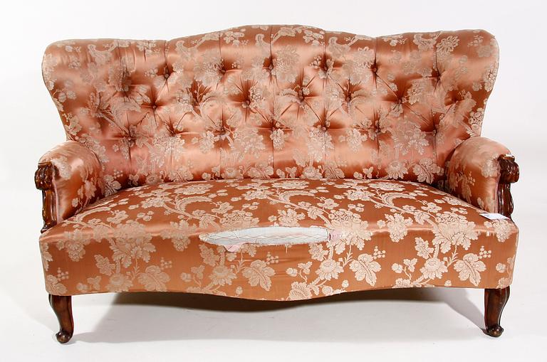 SOFFGRUPP, 3 delar, nyrokoko, sent 1800-tal.