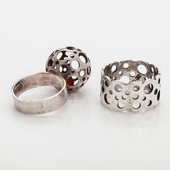 Liisa Vitali, Rings, 2 pcs, silver, Westerback, Helsinki, 1970s.