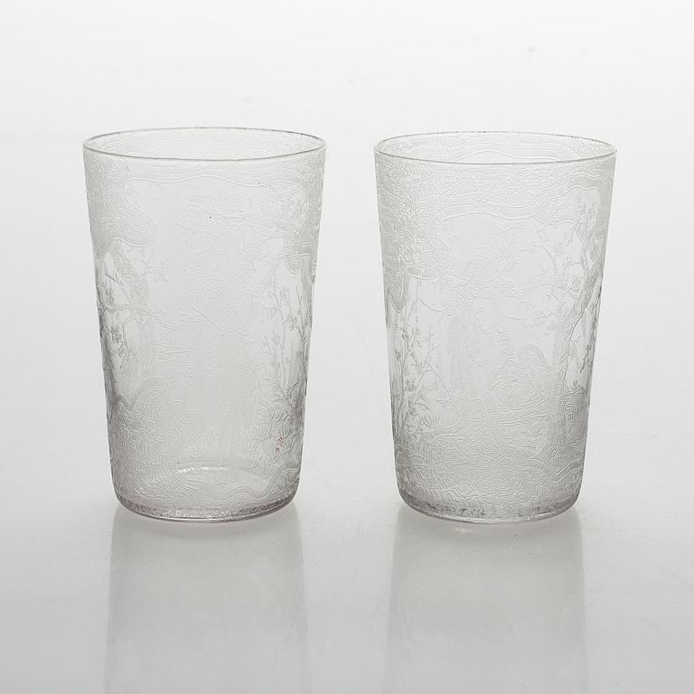 Kanna och 5 dricksglas, glas.