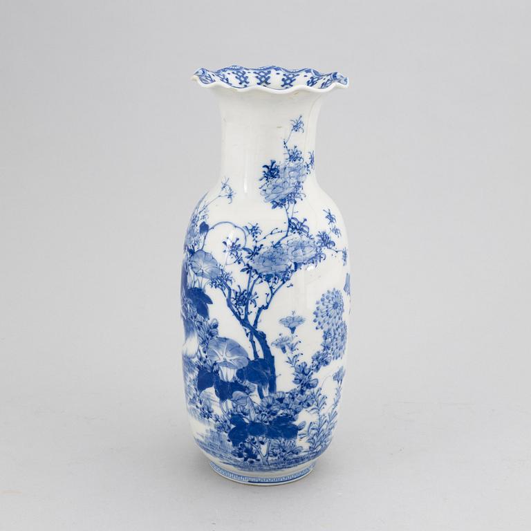 A Japanese blue and white porcelain vase, presumably mid 20th Century.