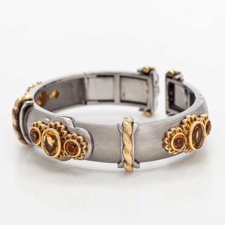 Armband," Callista", 18K guld, stål, fasettslipade citriner, Kaufmann de Suisse.