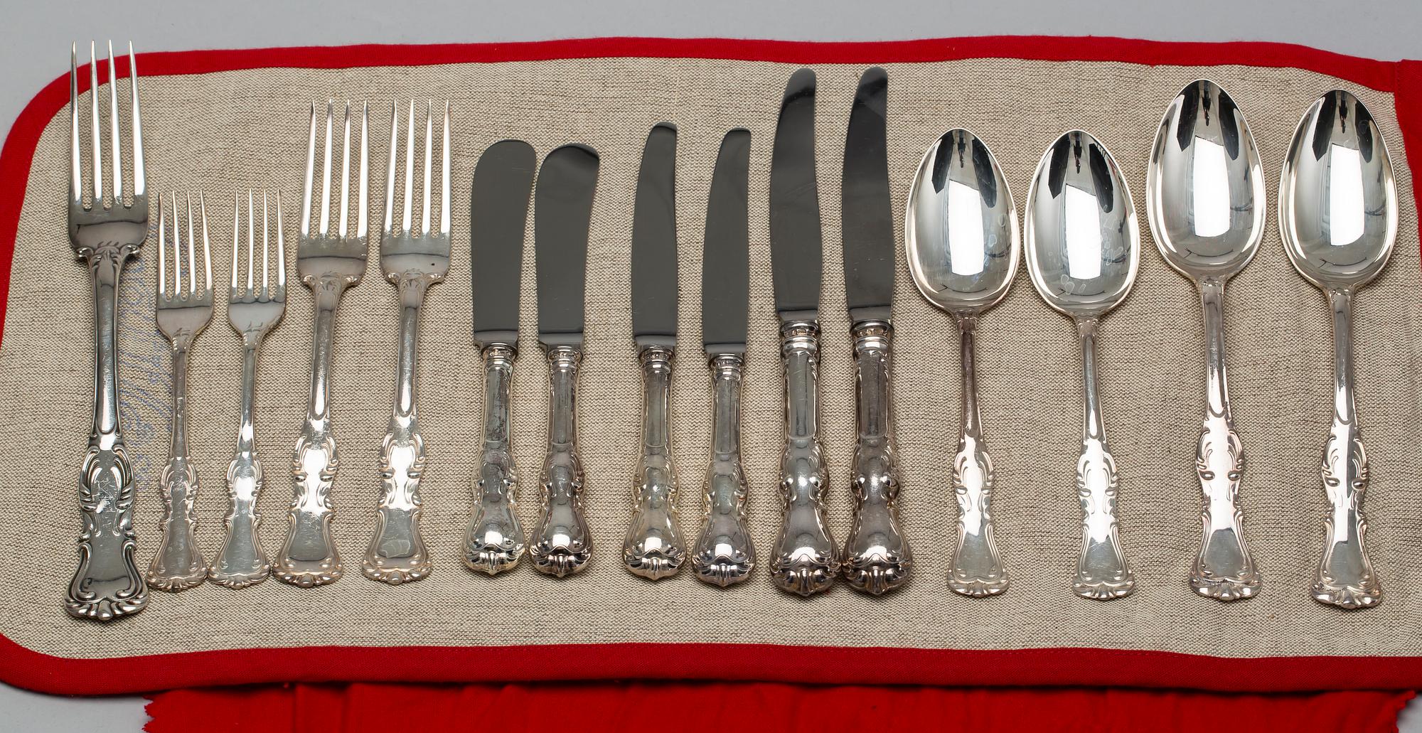 BESTICKSERVIS, 82 delar, silver, modell "Prins Albert", GAB, 1970-tal. Total vikt ca 3900 g.