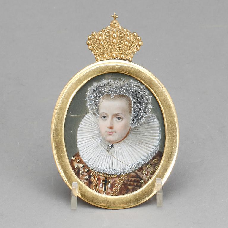 MINIATYR, gouache på ben, möjligen Elise Arnberg, omkring sekelskiftet 1900.