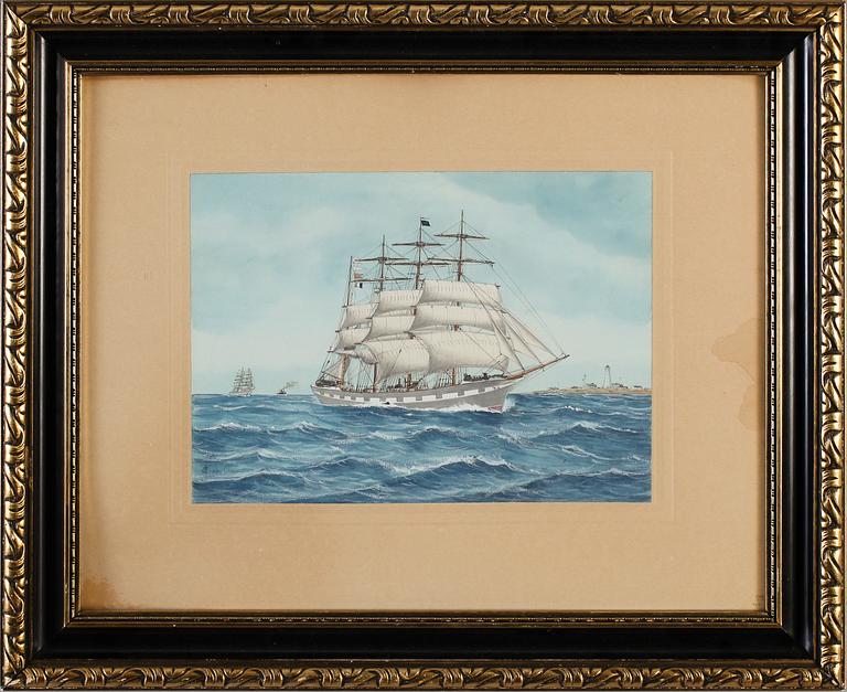 OKÄND KONSTNÄR, akvarell, signerad Einar Olsen.