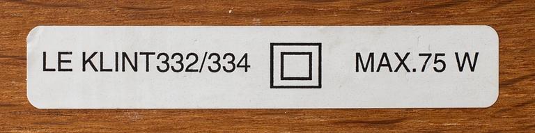 ERIK HANSEN, vägglampa, modell 332/334, Le Klint, Danmark.