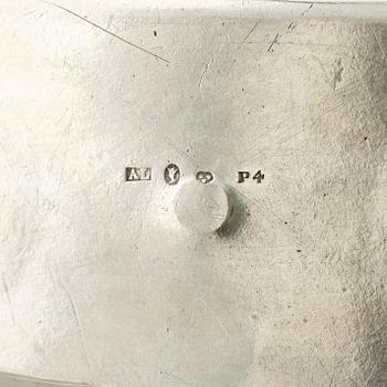 BORDSSTÄLL, silver, senempire, Anders Lundqvist Stockholm 1845. Tot vikt ca 385 gram.