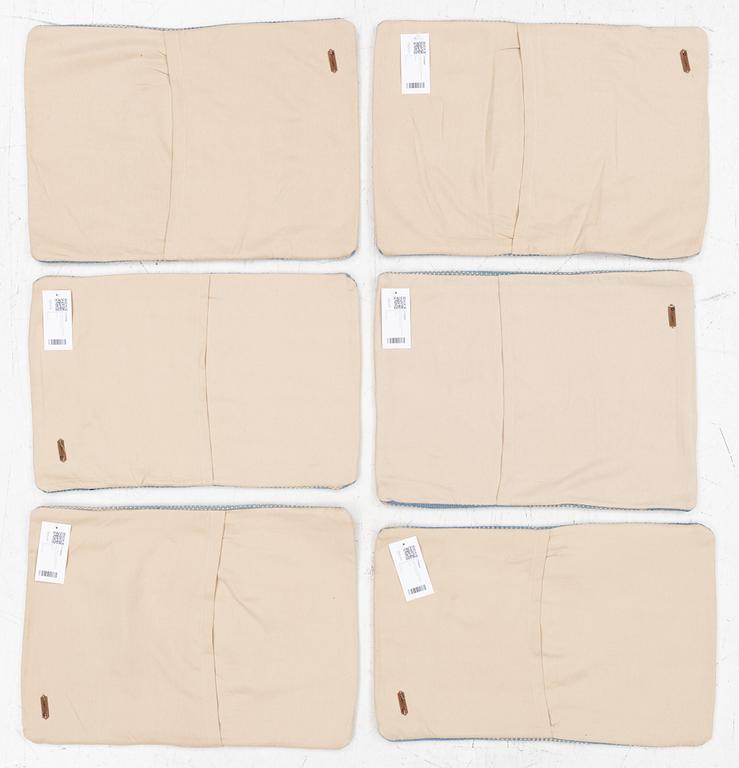 Six cushion covers, hand-embroidered Kelim, c. 40 x 60 cm.
