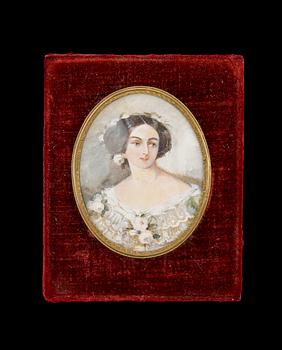 PARTI MINIATYRPORTRÄTT, 4st, bla gouache på ben, 1800-1900-tal.