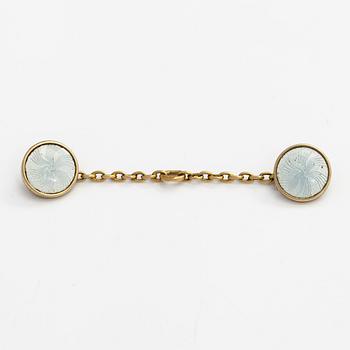 Länkknappar, 14K (56) guld, emalj, St Petersburg, sekelskiftet 1800/1900.