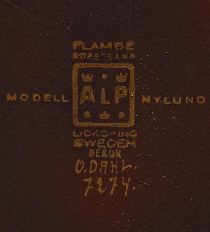 URNA, porslin, "Flambé", Gunnar Nylund, Alp. Rörstrand Lidköping.