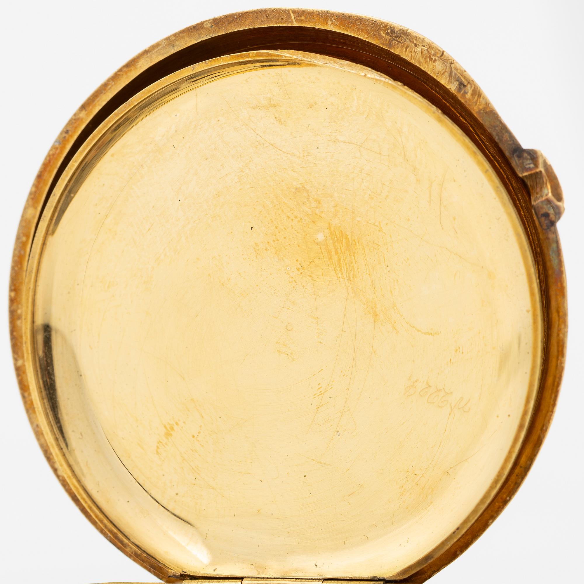 Fickur, Montandon Locle, savonett, 18K guld, 51 mm.