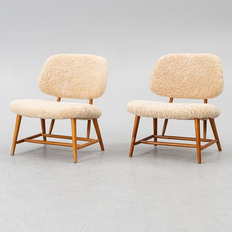 Alf Svensson, a pair of TeVe armchairs,  Studio Ljung's industries, Malmö, 1950s.