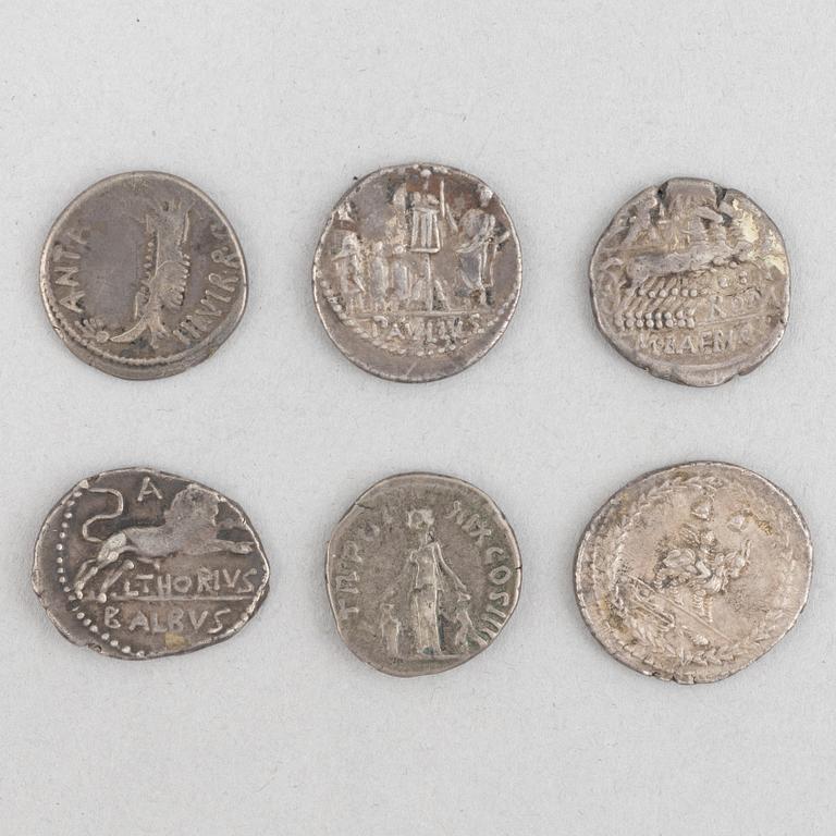 Roman silver coins 6 Denarii.