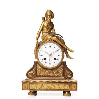 88. A French Empire early 18th century mantel clock by L J Laguesse.