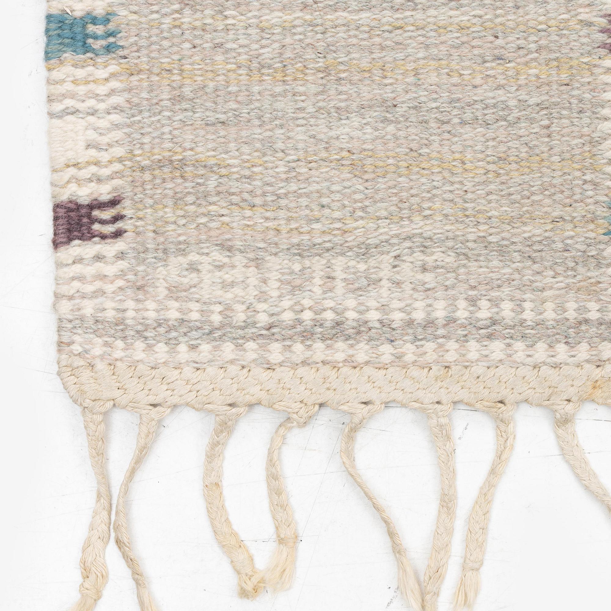 Barbro Nilsson, a 'Falurutan gul S' carpet, flat weave, c. 280 x 188 cm, signed AB MMF BN.