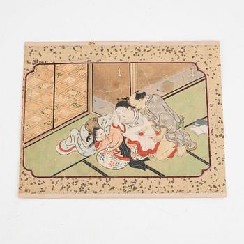 Unidentified artist, gouache on paper, shunga, probably 19th century.