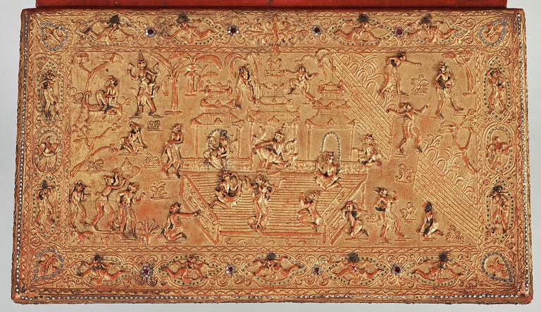 KISTA, förgyllt trä. Thailand, 1800-tal.