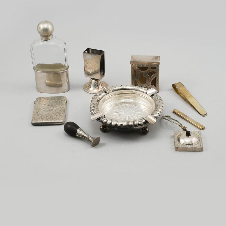 PARTI SILVER, 9 delar, Sverige, England samt importstämplar, 1800- och 1900-tal.