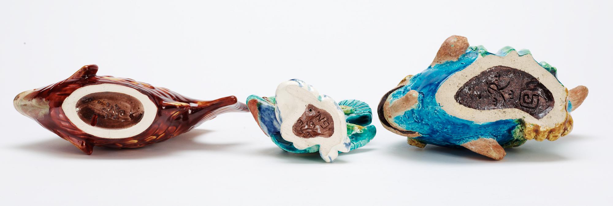 Three Gunnar Nylund stoneware figures of fishes, Rörstrand.