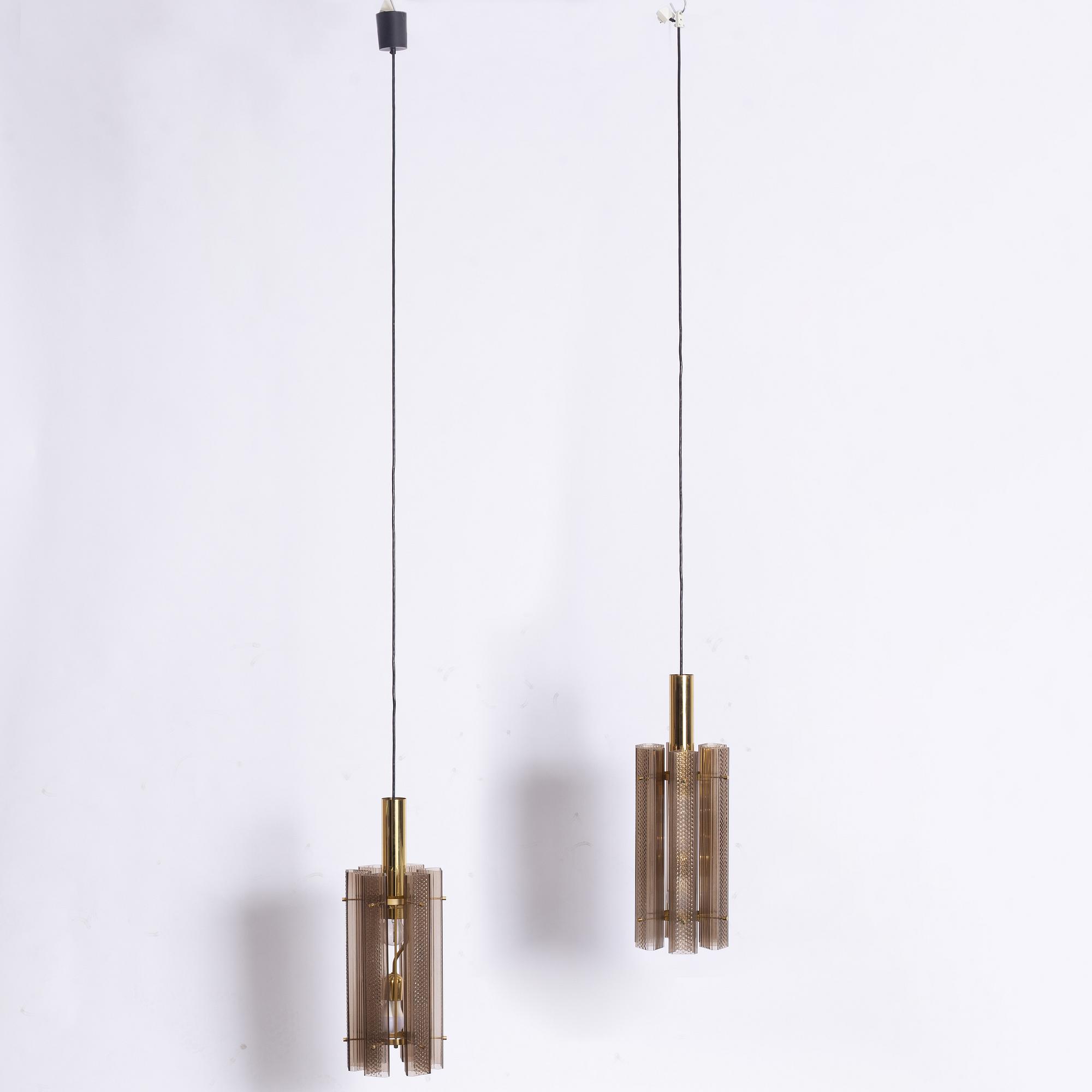 A pair of ceiling lamps, probably Glashütte Limburg, Germany, 1970s.