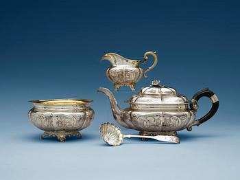 814. A Russian four piece parcel-gilt tea-set, makers mark of Dietric Johann Ernst Nagel (Pernau, Estonia 1840-1854).