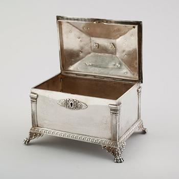 A Swedish 19th century silver sugar-casket, marks of Adolf Zethelius, Stockholm 1828.