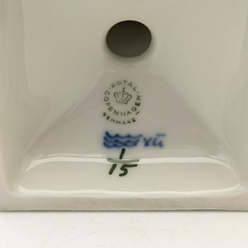 Royal Copenhagen, Candelsticks, a pair, blue and white porcelain, Denmark, 1969-1974.