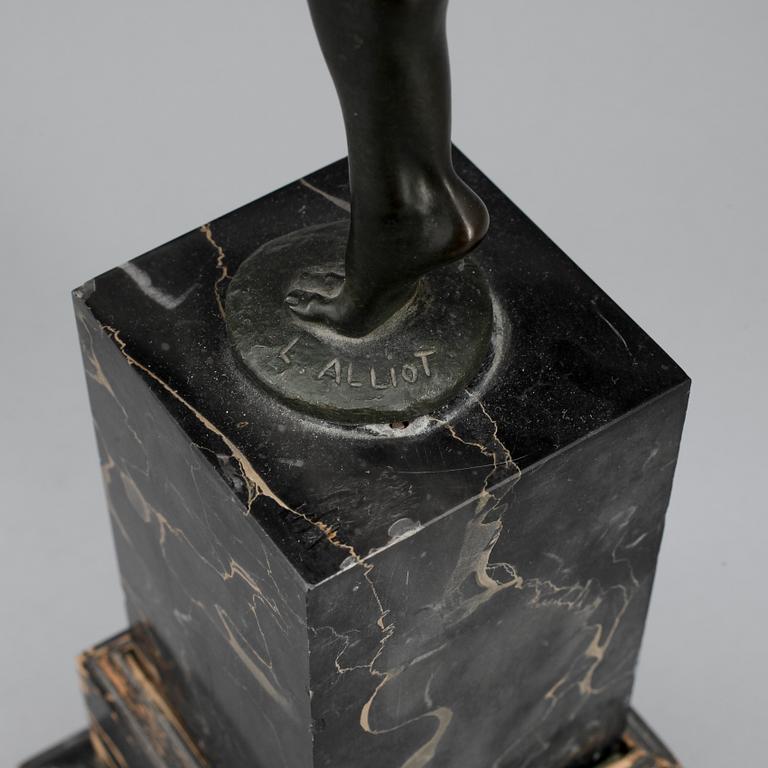 LUCIEN ALLIOT, tillskriven, skulptur, brons, signerad.