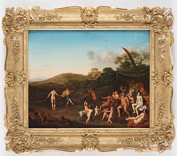Daniel Vertangen Attributed to, Fauns, Bacchants and Silenus in a landscape.