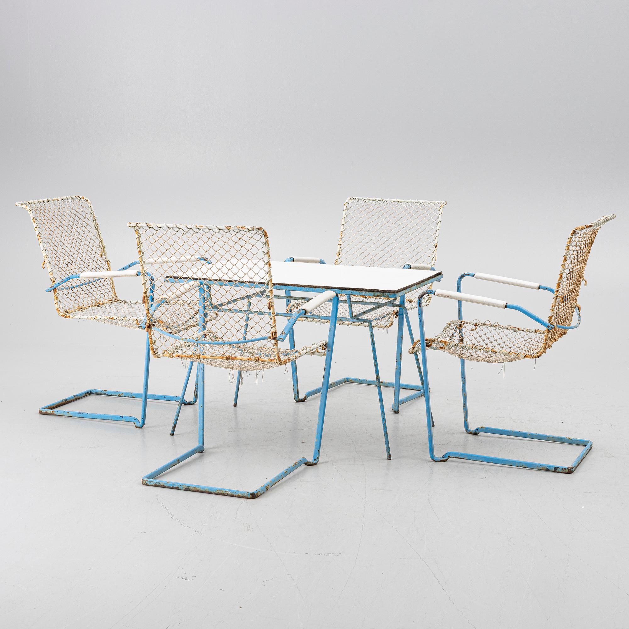 A set of garden furniture, model P-40 and P-50, Grythyttan, Sweden, late 1950's.